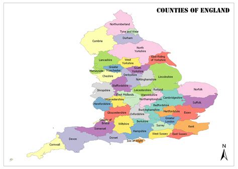 Map of England with Counties